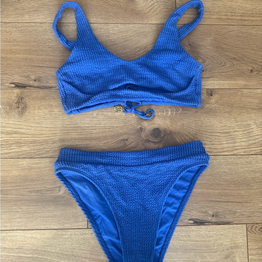 Luli Fama underboob reversable Blue Bikini Set